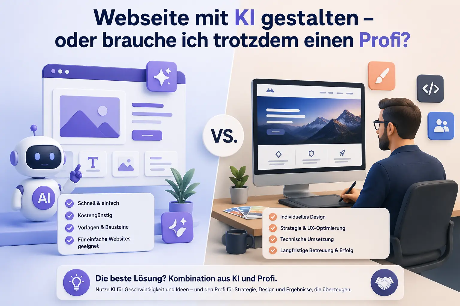Webdesign Blog für mehr digitale Sichtbarkeit 72 Webseite mit KI gestalten – oder brauche ich trotzdem einen Profi?