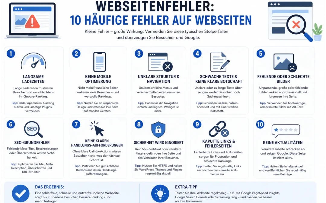 Webseitenfehler: 10 häufige Fehler auf Webseiten