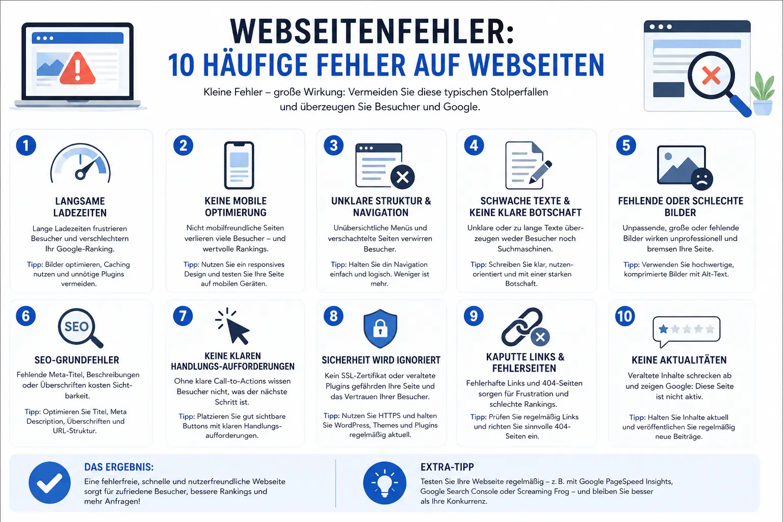 Webdesign Blog für mehr digitale Sichtbarkeit 61 Webseitenfehler: 10 häufige Fehler auf Webseiten