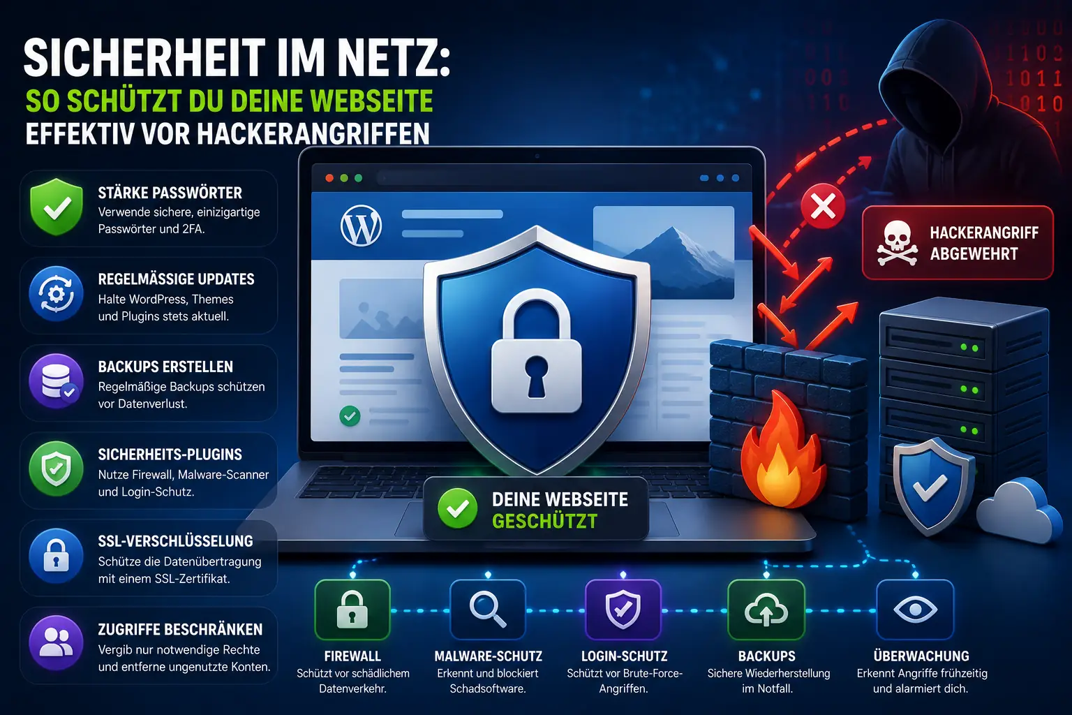 Webdesign Blog für mehr digitale Sichtbarkeit 55 Sicherheit im Netz: So schützt du deine Webseite effektiv vor Hackerangriffen