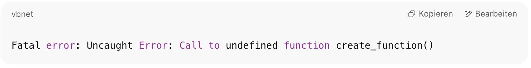 PHP-Fehler: Veraltete create_function() aufgerufen PHP-Fehlermeldung: create_function() nicht definiert – veralteter Code in WordPress