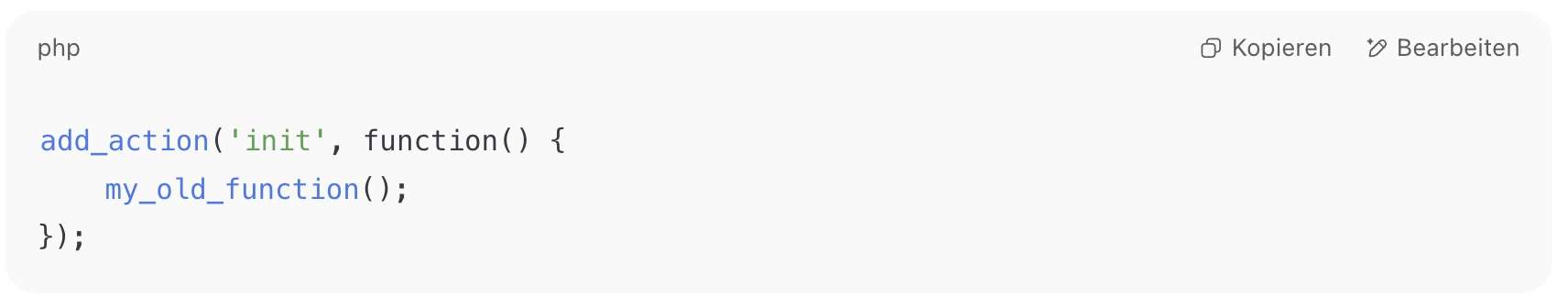 Zeitgemäßer WordPress-Hook mit anonymer Funktion WordPress-Code mit anonymer Funktion im init-Hook – moderne Alternative zu create_function