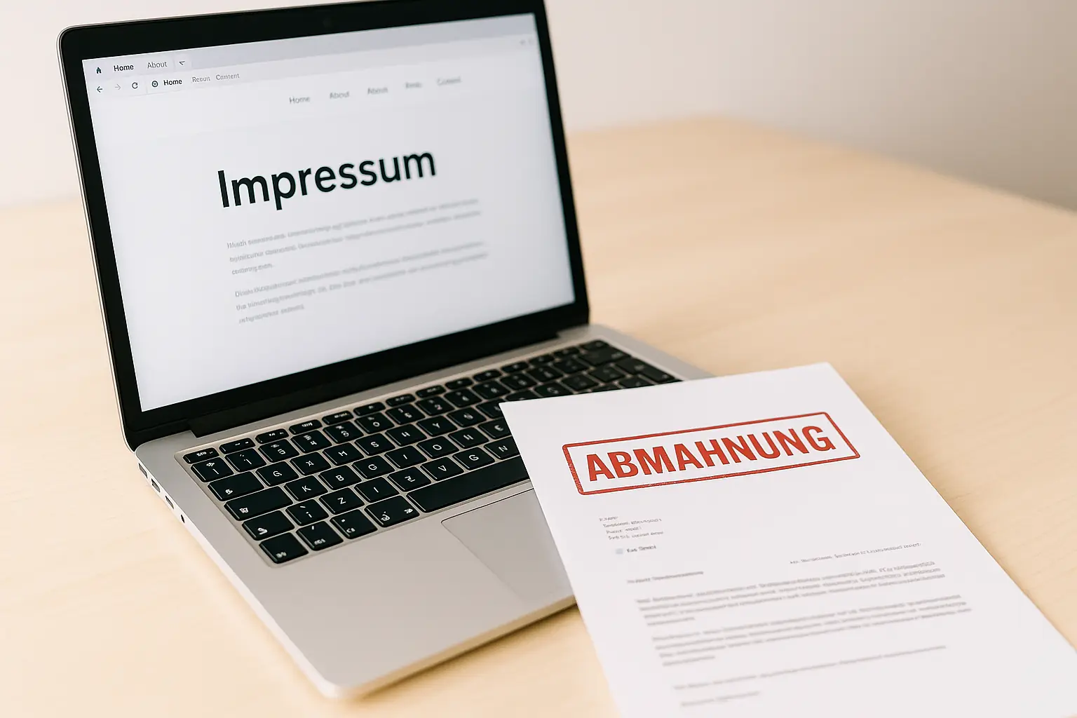 Abmahnung wegen fehlendem ODR-Link im Impressum auf geöffneter Webseite