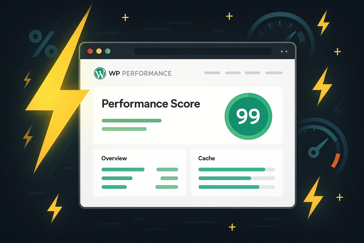 WordPress Geschwindigkeit Performance-Score von 99 Punkten – schnelle Ladezeit dank Optimierung