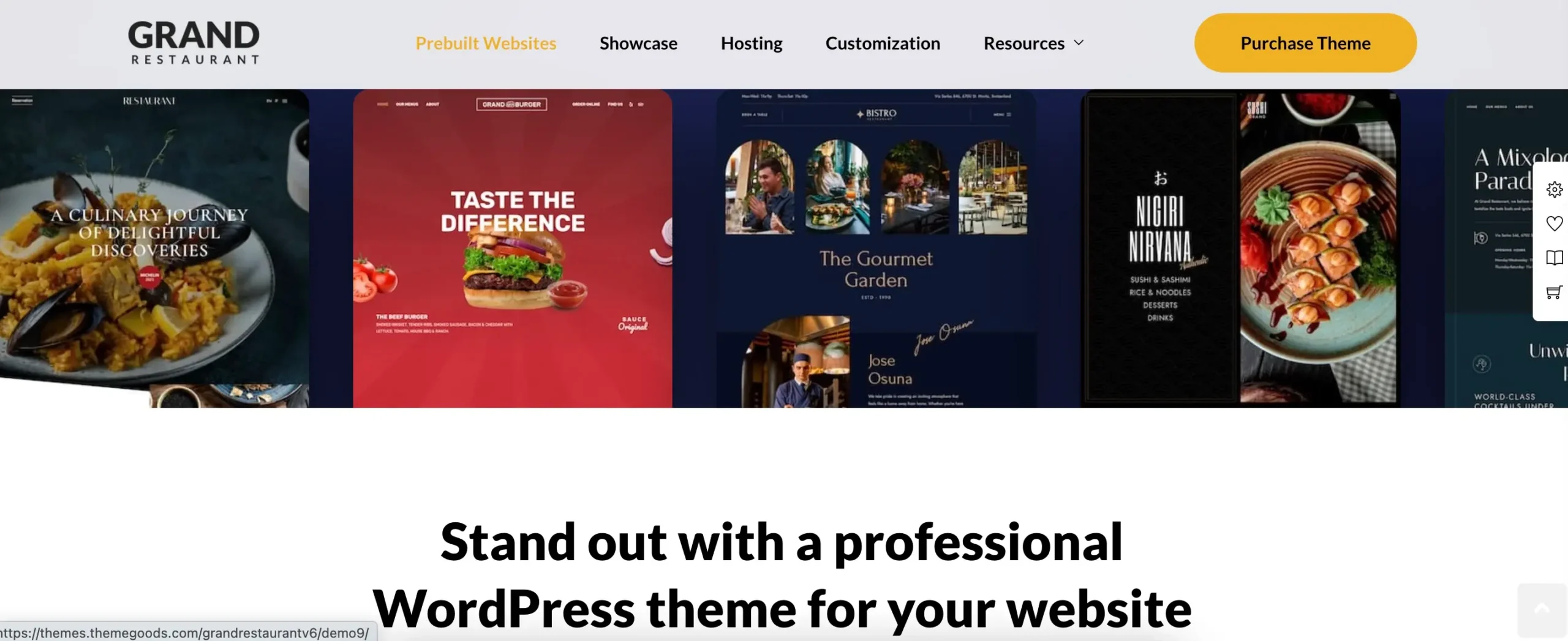 Top 4 WordPress-Restaurant Vielfältige Restaurant-Webdesigns mit Burger, Paella und Sushi als visuelle Highlights