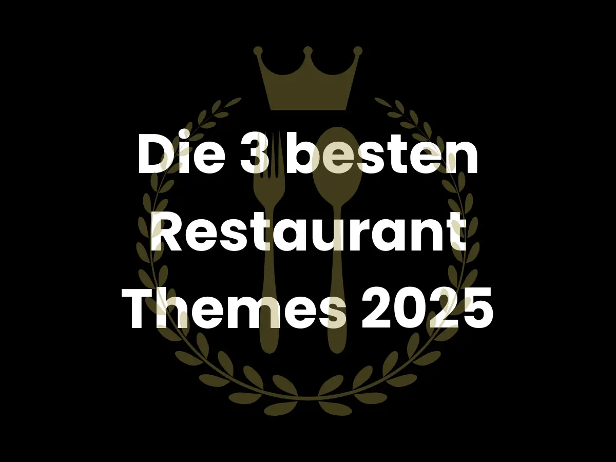 Top 3 WordPress-Restaurant-Themes 2025 im modernen Design mit goldener Besteck-Krone