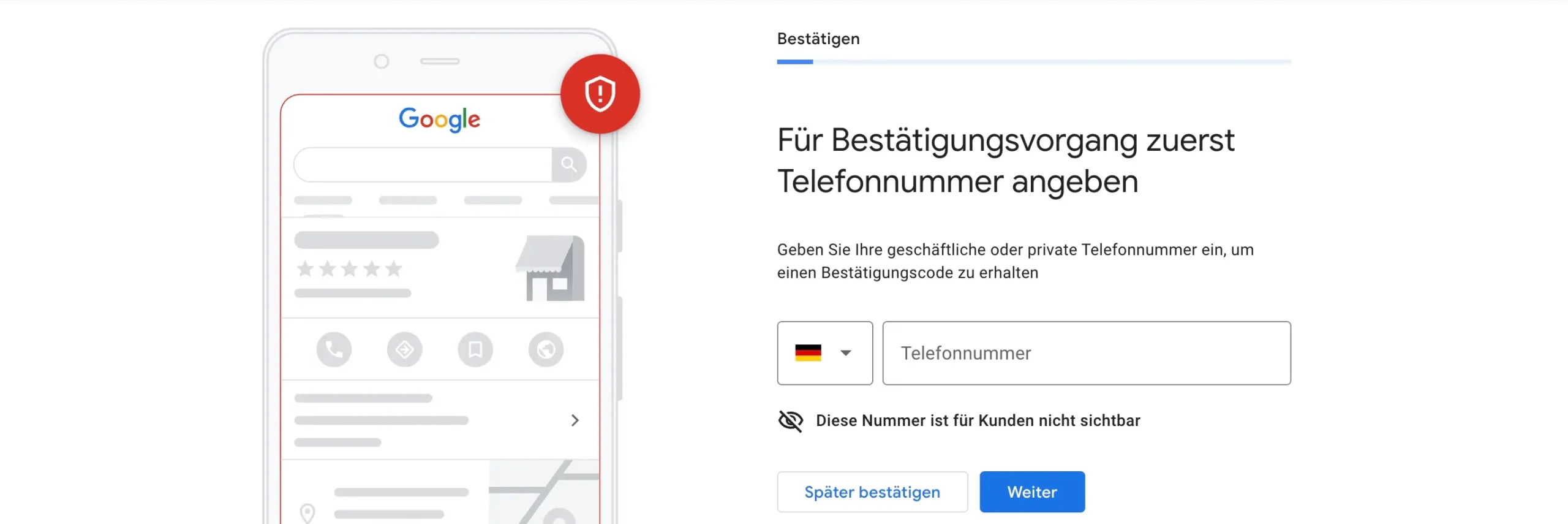 Telefonnummer für Google-Bestätigung eingeben – wichtiger Schritt zur Verifizierung des Unternehmensprofils