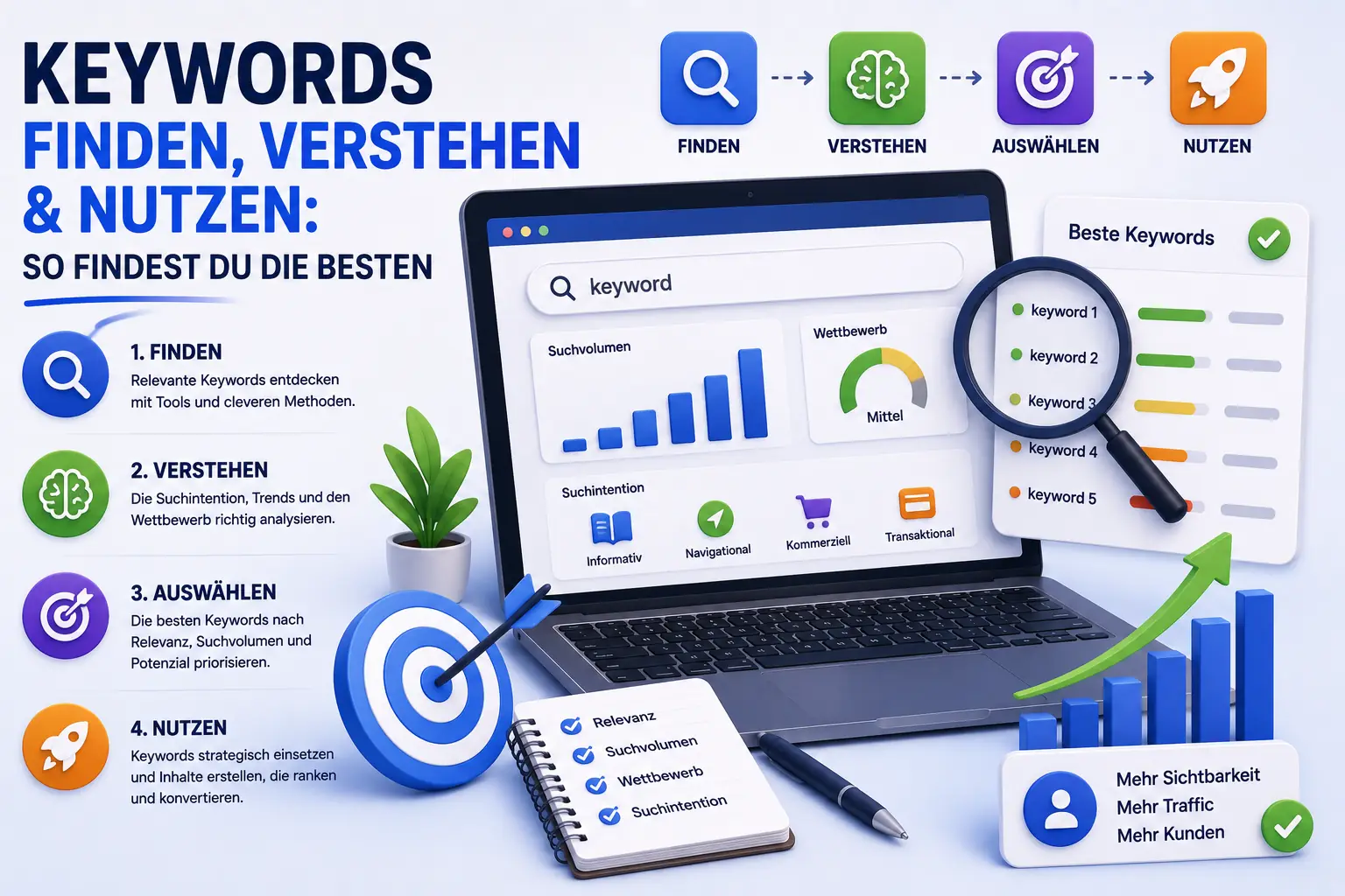 Webdesign Blog für mehr digitale Sichtbarkeit 41 Keywords finden, verstehen & nutzen: So findest du die besten