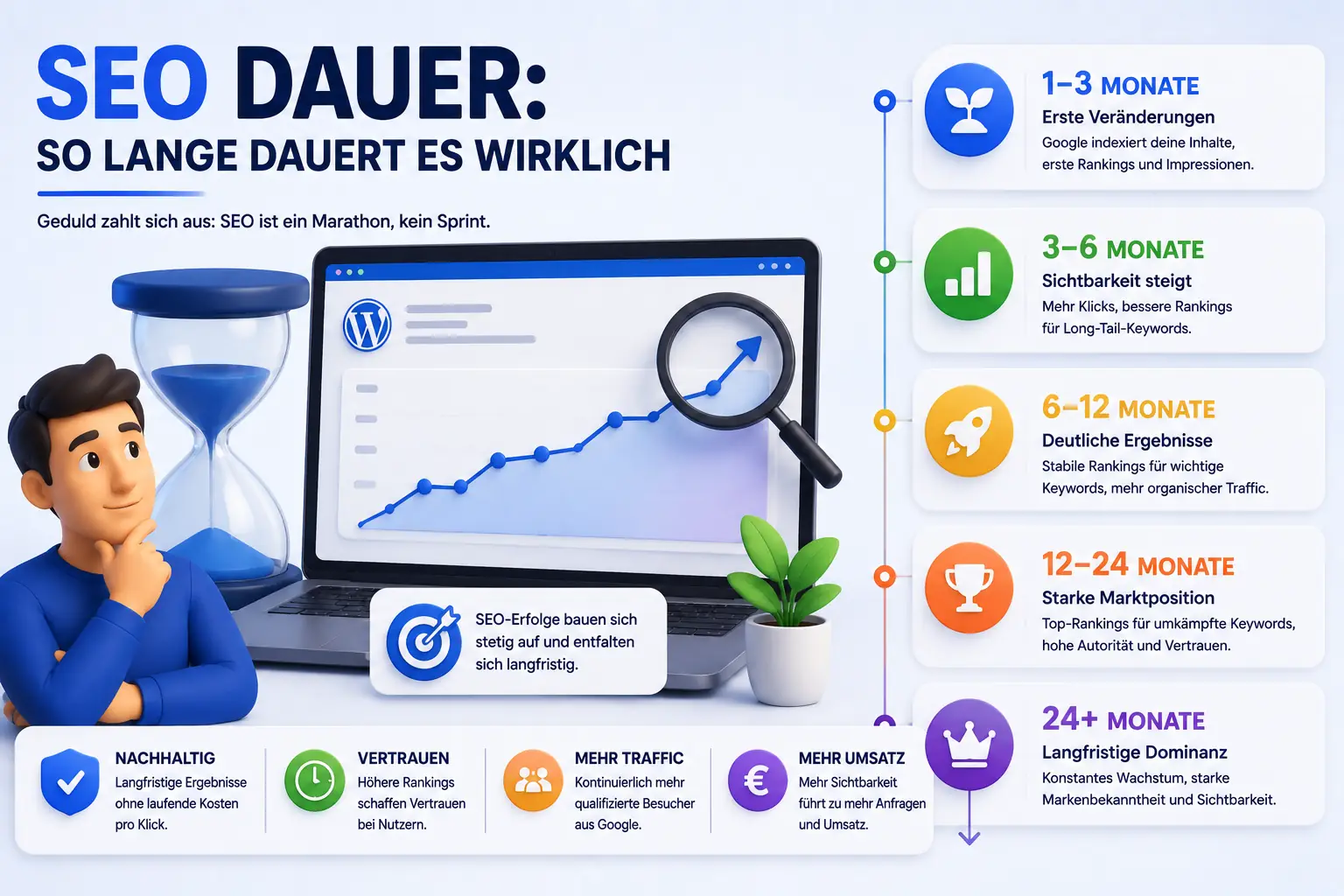 Webdesign Blog für mehr digitale Sichtbarkeit 38 SEO Dauer: So lange dauert es wirklich in 2025