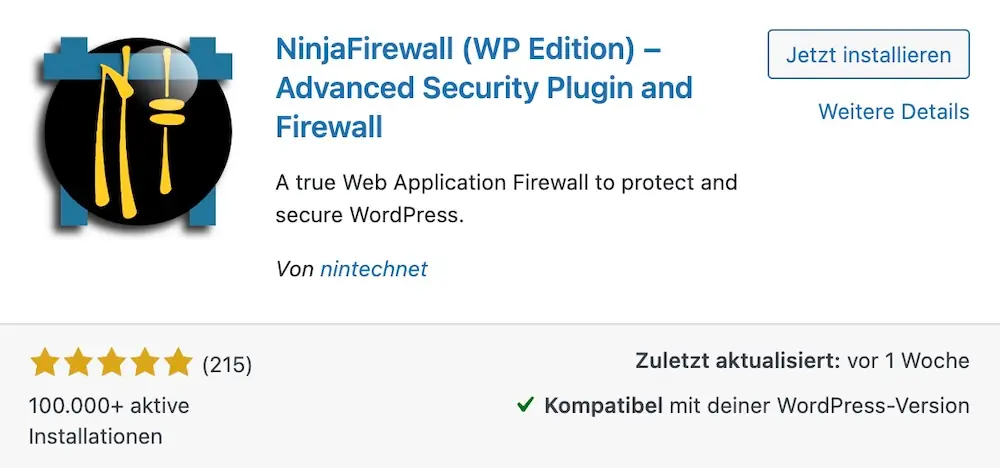 NinjaFirewall – Erweiterter WordPress-Schutz NinjaFirewall Plugin für WordPress als Web Application Firewall mit Echtzeitschutz