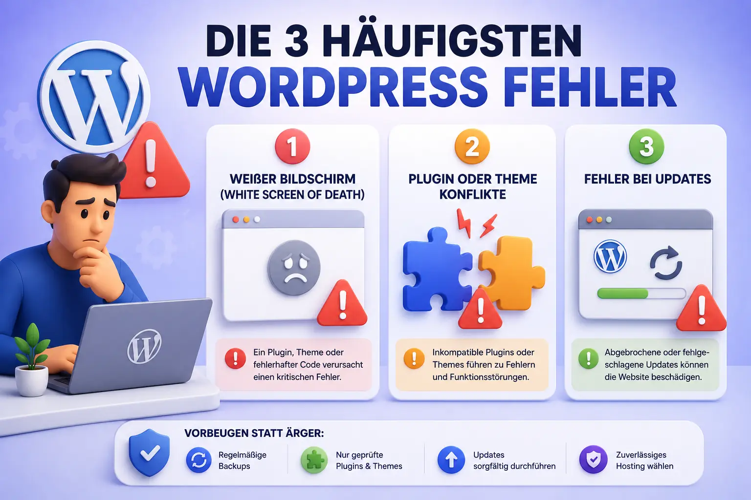 Webdesign Blog für mehr digitale Sichtbarkeit 32 Die 3 häufigsten WordPress Fehler