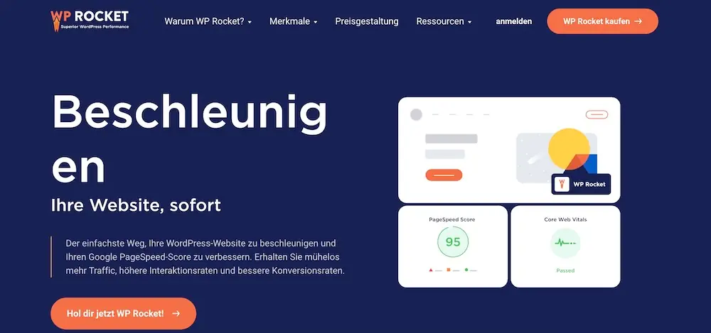 WP Rocket Performance-Plugin für schnellere Ladezeiten WordPress-Website beschleunigen mit WP Rocket und PageSpeed optimieren