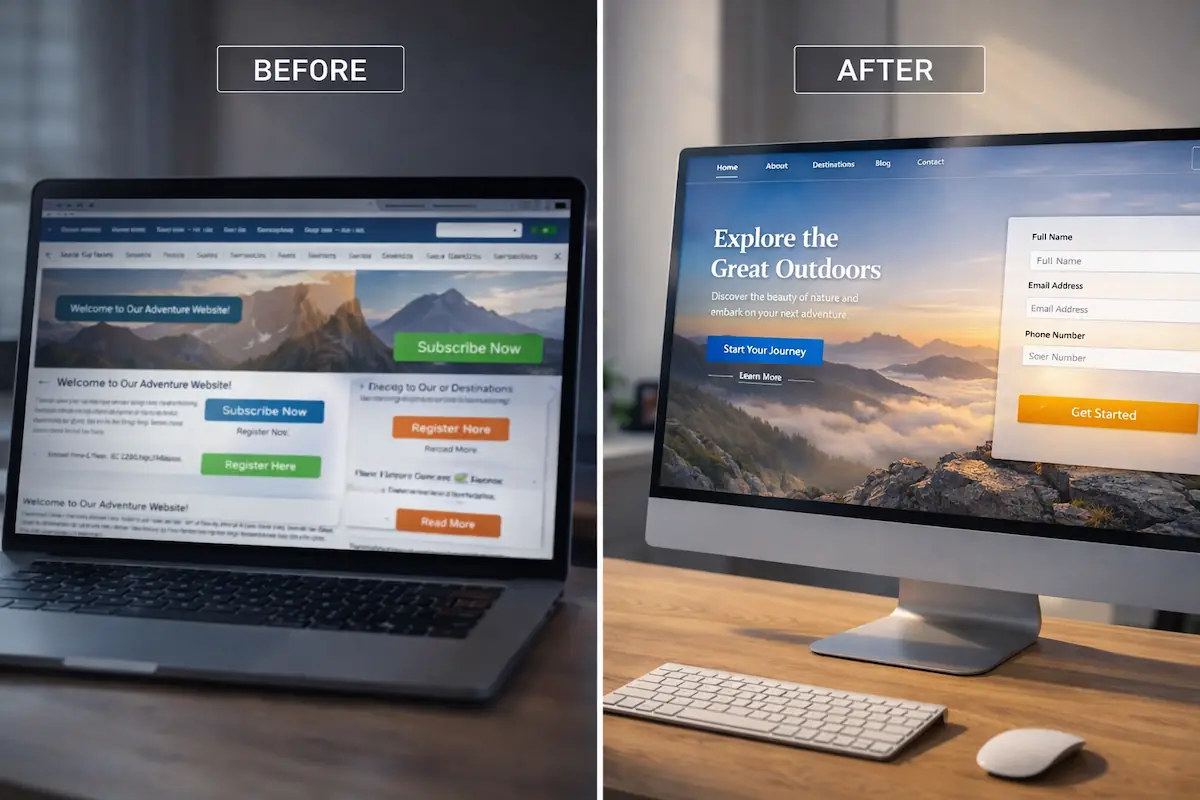 Landingpage erstellen: Vorher-Nachher Vergleich einer Landingpage Optimierung für mehr Conversions und Leadgenerierung Landingpage Optimierung im Vorher-Nachher-Vergleich