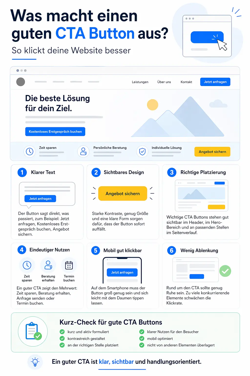 Call to Action: Infografik erklärt, was einen guten CTA Button ausmacht und wie Websites mehr Klicks erzielen