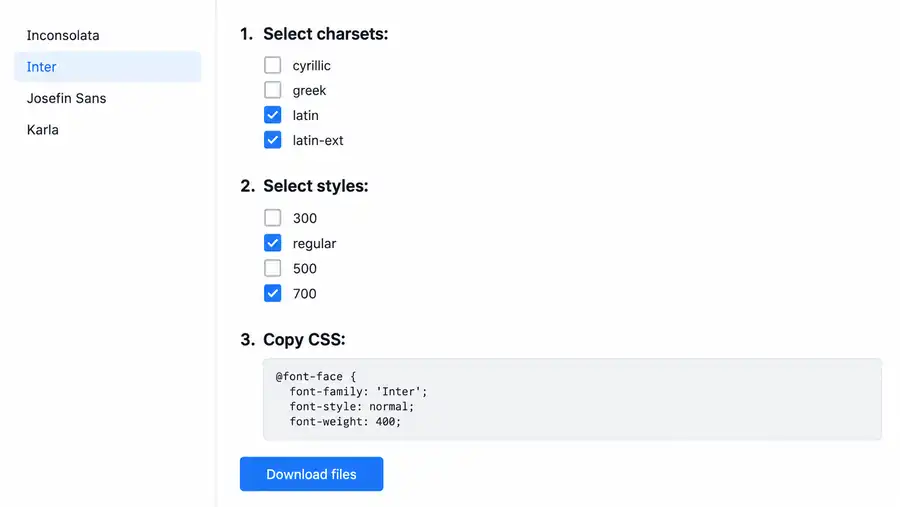 Google Fonts lokal einbinden: Google Webfonts Helper Google Fonts lokal einbinden: WOFF2-Dateien im Google Webfonts Helper herunterladen