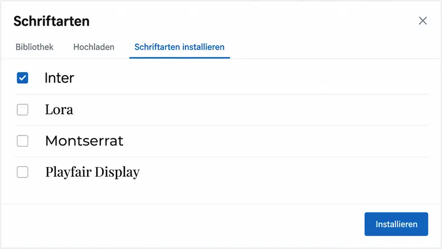 Google Fonts lokal einbinden: WordPress Font Library Google Fonts lokal einbinden: Schriftenbibliothek im WordPress-Website-Editor